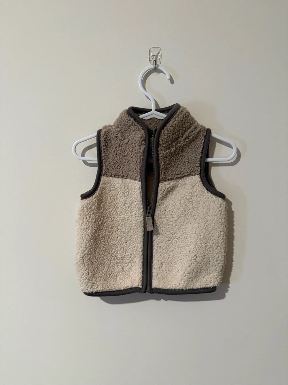 Carter’s Kids Two-Tone Sherpa Vest - Cream and Brown